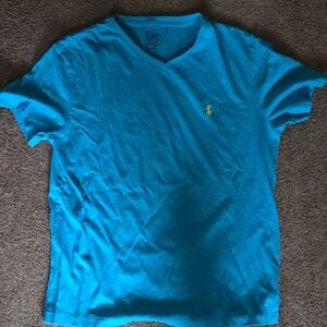 Polo by Ralph Lauren Men's Blue V-Neck Shirt